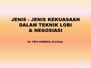 JENIS JENIS KEKUASAAN DALAM TEKNIK LOBI NEGOSIASI Dr