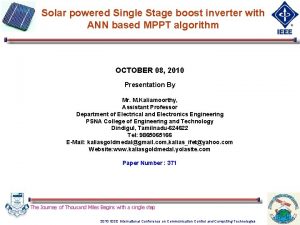 Solar powered Single Stage boost inverter with ANN