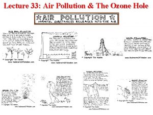 Lecture 33 Air Pollution The Ozone Hole Air