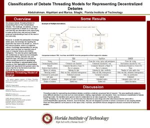 Classication of Debate Threading Models for Representing Decentralized