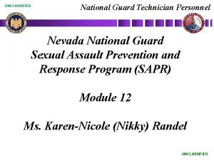 UNCLASSIFIED National Guard Technician Personnel Nevada National Guard