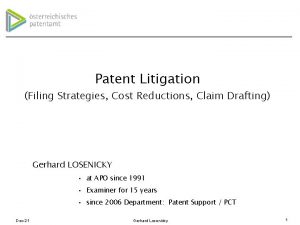 Patent Litigation Filing Strategies Cost Reductions Claim Drafting