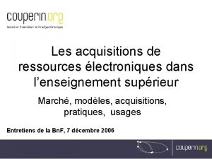 Les acquisitions de ressources lectroniques dans lenseignement suprieur