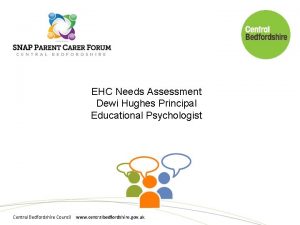 EHC Needs Assessment Dewi Hughes Principal Educational Psychologist