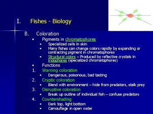 I Fishes Biology B Coloration 1 2 3