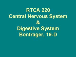 RTCA 220 Central Nervous System Digestive System Bontrager