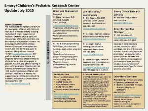 EmoryChildrens Pediatric Research Center Update July 2015 Grant