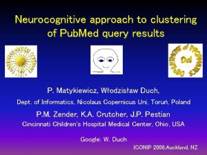 Neurocognitive approach to clustering of Pub Med query