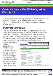 Cultivate Interactive Web Magazine What Is It Cultivate