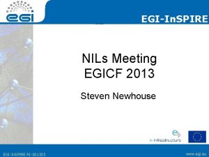 EGIIn SPIRE NILs Meeting EGICF 2013 Steven Newhouse