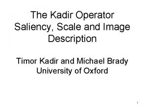 The Kadir Operator Saliency Scale and Image Description