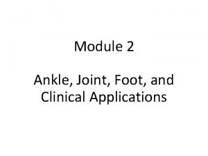 Module 2 Ankle Joint Foot and Clinical Applications