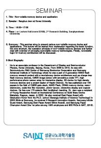 SEMINAR 1 Title Nonvolatile memory device and application