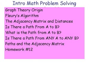 Intro Math Problem Solving 30 Graph Theory November