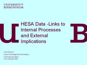 HESA Data Links to Internal Processes and External