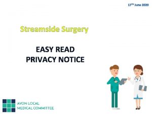 Streamside Surgery EASY READ PRIVACY NOTICE Who we