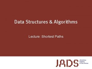 Data Structures Algorithms Lecture Shortest Paths Networks and