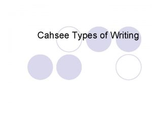 Cahsee Types of Writing CAHSEE Writing Application On