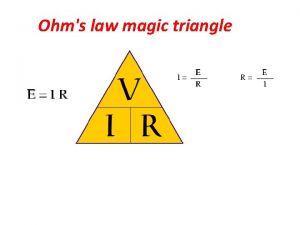 Ohms law magic triangle Ohms law defines the