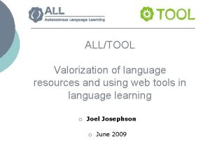 ALLTOOL Valorization of language resources and using web