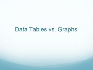 Data Tables vs Graphs Data Tables are Organized