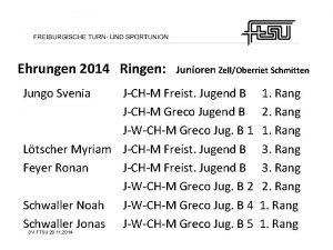 Ehrungen 2014 Ringen Jungo Svenia Junioren ZellOberriet Schmitten