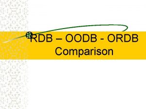 RDB OODB ORDB Comparison RDB whats good Simple