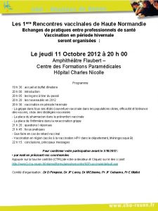 Les 1 ere Rencontres vaccinales de Haute Normandie