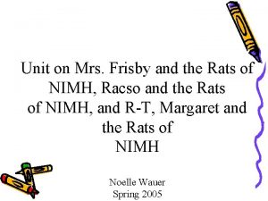 Unit on Mrs Frisby and the Rats of