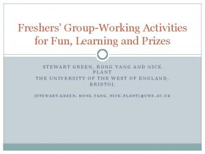 Freshers GroupWorking Activities for Fun Learning and Prizes