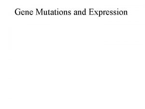 Gene Mutations and Expression Mutations mutation random change