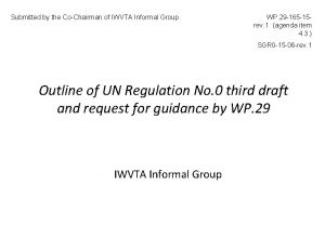 Submitted by the CoChairman of IWVTA Informal Group