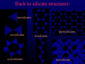 Back to silicate structures nesosilicates sorosilicates cyclosilictaes phyllosilicates