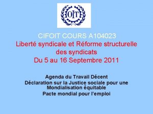 CIFOIT COURS A 104023 Libert syndicale et Rforme