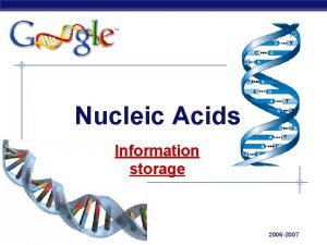 Nucleic Acids Information storage AP Biology 2006 2007