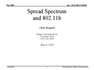 May 2000 doc IEEE 802 11 00092 Spread