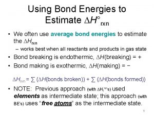 Using Bond Energies to Estimate DHrxn We often