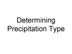Determining Precipitation Type Determining Precipitation Type Rain R