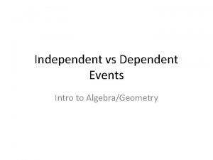 Independent vs Dependent Events Intro to AlgebraGeometry Events