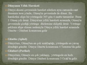 Dnyann Yllk Hareketi Dnya ekseni evresinde hareket ederken