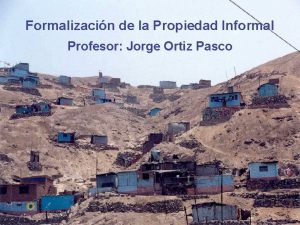 Formalizacin de la Propiedad Informal Profesor Jorge Ortiz