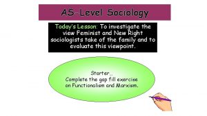 ASLevel Sociology Todays Lesson To investigate the view