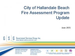 City of Hallandale Beach Fire Assessment Program Update