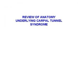 REVIEW OF ANATOMY UNDERLYING CARPAL TUNNEL SYNDROME CARPAL
