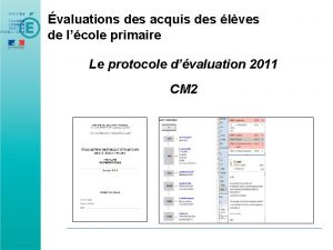 valuations des acquis des lves de lcole primaire