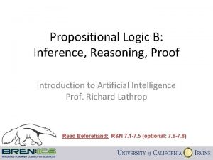 Propositional Logic B Inference Reasoning Proof Introduction to