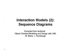 Interaction Models 2 Sequence Diagrams Extracted from textbook