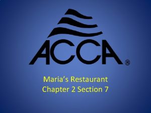 Marias Restaurant Chapter 2 Section 7 Equipment Selection