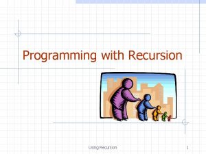 Programming with Recursion Using Recursion 1 The Recursion