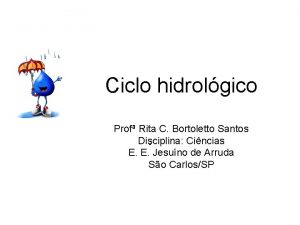 Ciclo hidrolgico Prof Rita C Bortoletto Santos Disciplina